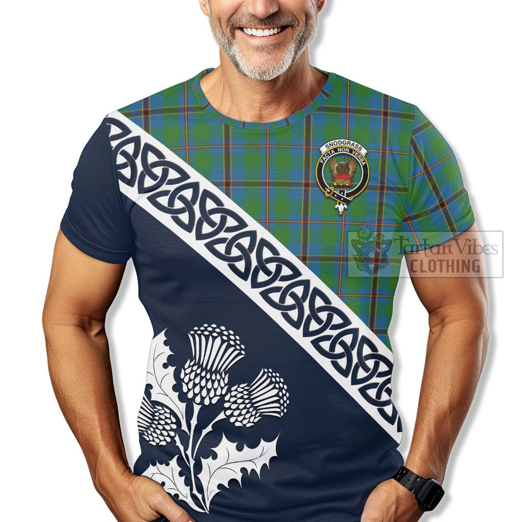 Snodgrass Tartan T-Shirt Featuring Thistle and Scotland Map - Tartanvibesclothing Store