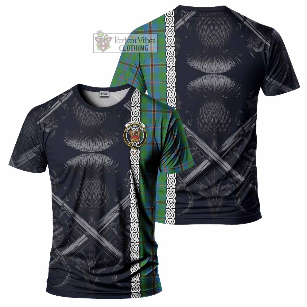 Snodgrass Tartan T-Shirt with Family Crest Cross Sword Thistle Celtic Vibes - Tartan Vibes Clothing