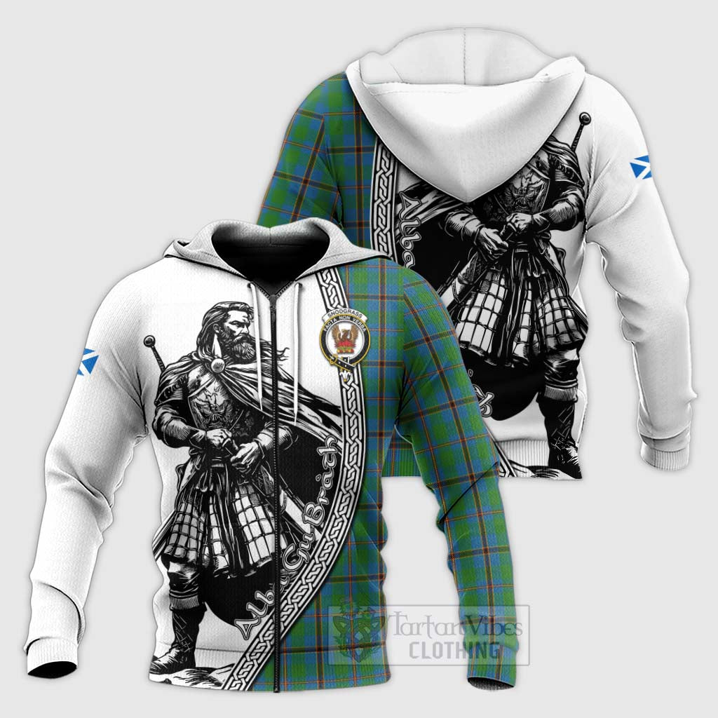 Snodgrass Tartan Clan Crest Knitted Hoodie with Highlander Warrior Celtic Style Unisex Knitted Zip Hoodie - Tartan Vibes Clothing