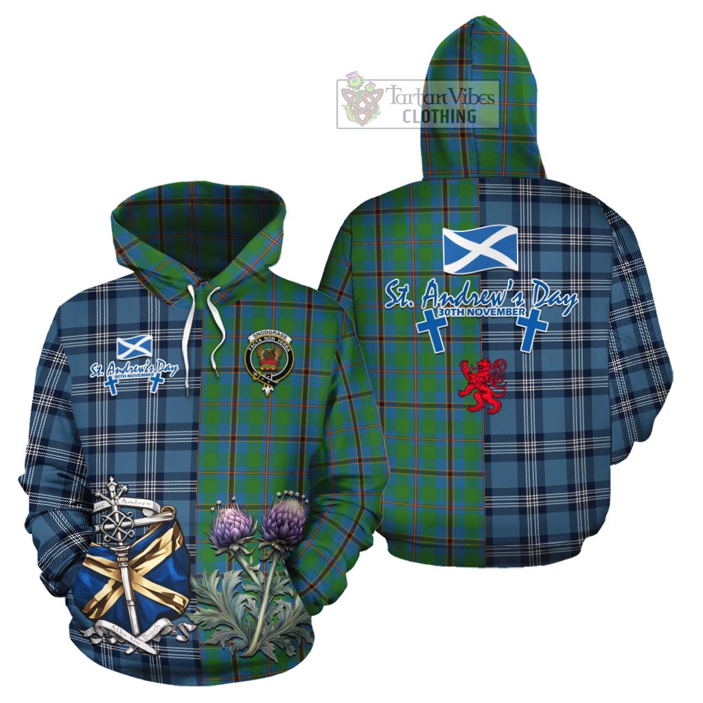 Snodgrass Tartan Cotton Hoodie Happy St. Andrew's Day Half Tartan Style Zip Hoodie - Tartan Vibes Clothing