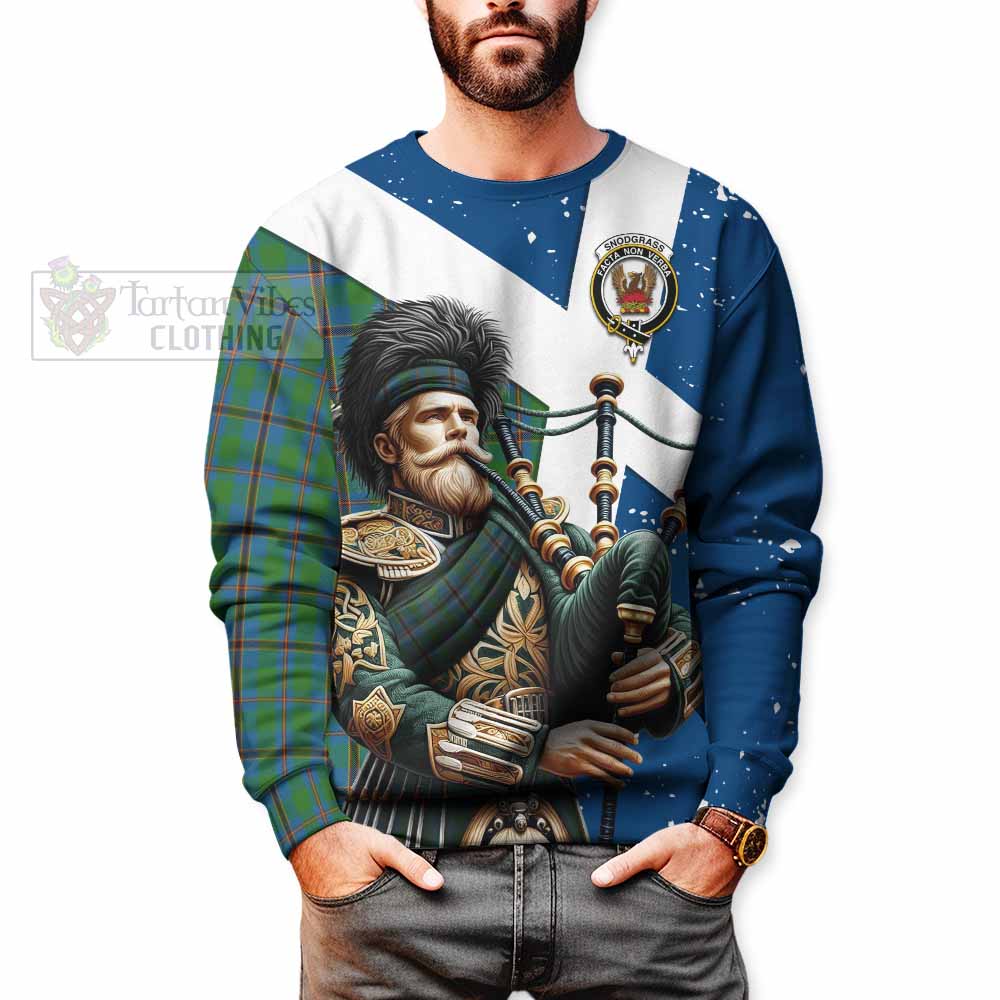 Snodgrass Tartan Sweatshirt with Family Crest Scottish Bagpiper Vibes - Tartan Vibes Clothing