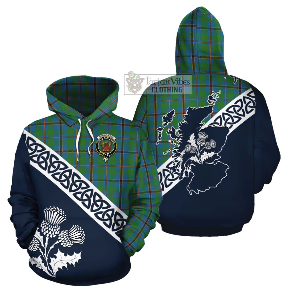 Snodgrass Tartan Cotton Hoodie Featuring Thistle and Scotland Map Zip Hoodie - Tartan Vibes Clothing