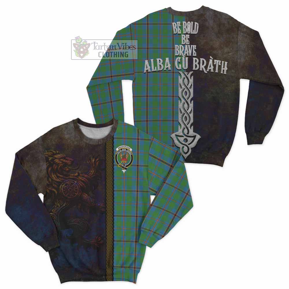 Snodgrass Tartan Family Crest Sweatshirt Alba Gu Brath Be Brave Lion Ancient Style - Tartan Vibes Clothing
