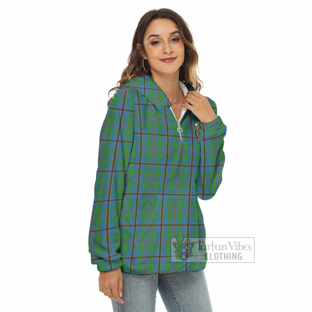 Tartan Vibes Clothing Snodgrass Tartan Crest Women's Borg  Half Zip Fleece Hoodie