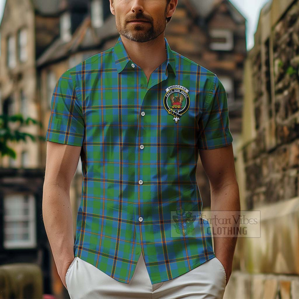 Snodgrass Tartan Hawaiian Shirt with Family Crest Celtic Skull Style - Tartan Vibes Clothing