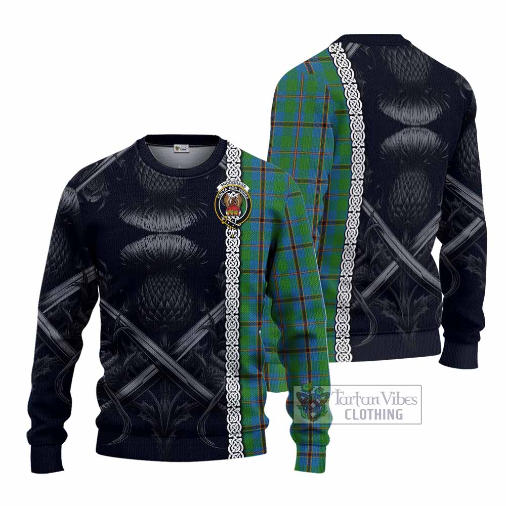 Snodgrass Tartan Knitted Sweater with Family Crest Cross Sword Thistle Celtic Vibes - Tartan Vibes Clothing