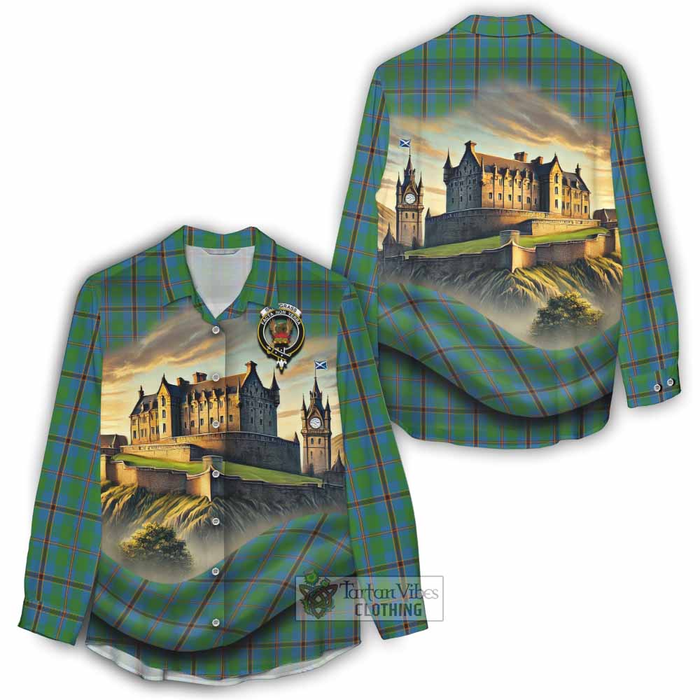Snodgrass Tartan Family Crest Women's Casual Shirt with Scottish Ancient Castle Style - Tartan Vibes Clothing