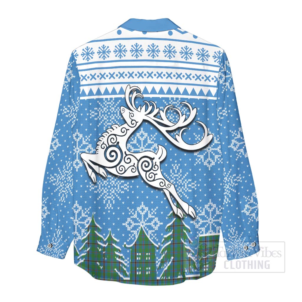 Snodgrass Clan Christmas Women's Casual Shirt Celtic Reindeer Style - Tartan Vibes Clothing
