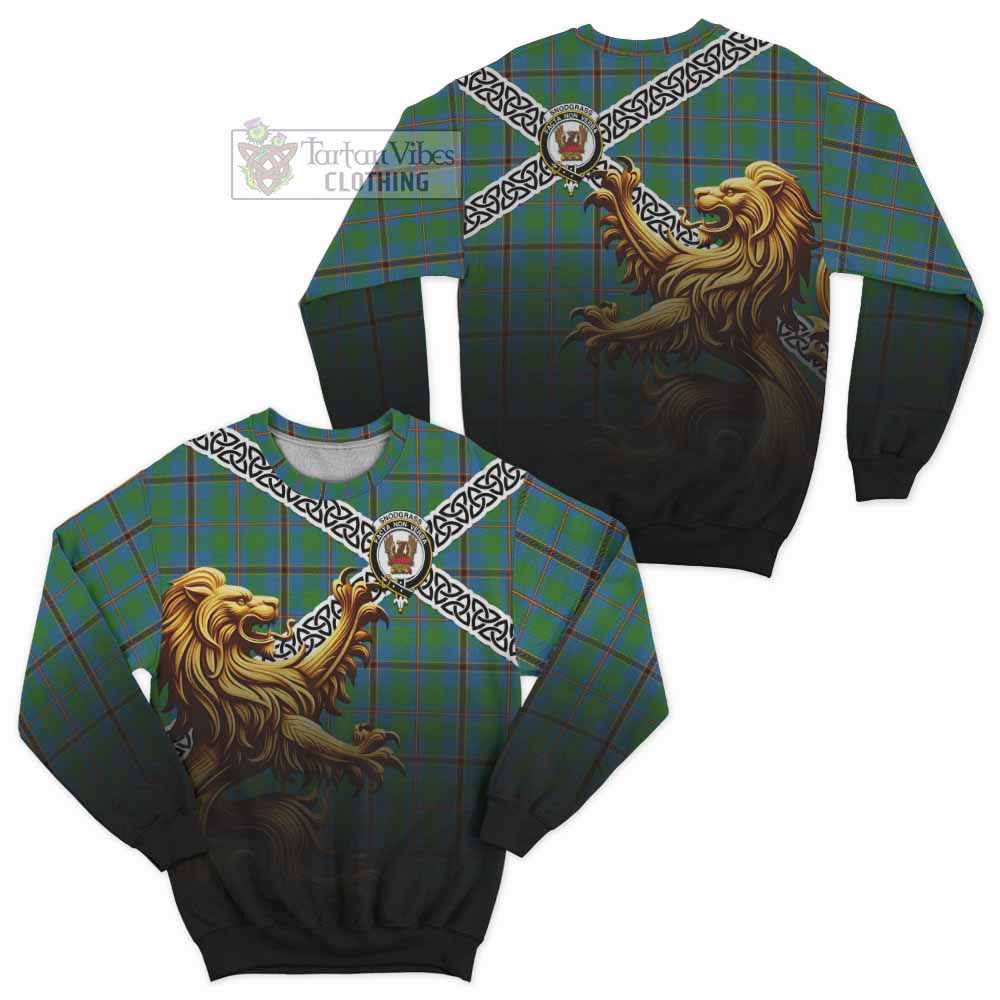 Snodgrass Crest Tartan Sweatshirt with Golden Lion Emblem Celtic Style - Tartan Vibes Clothing