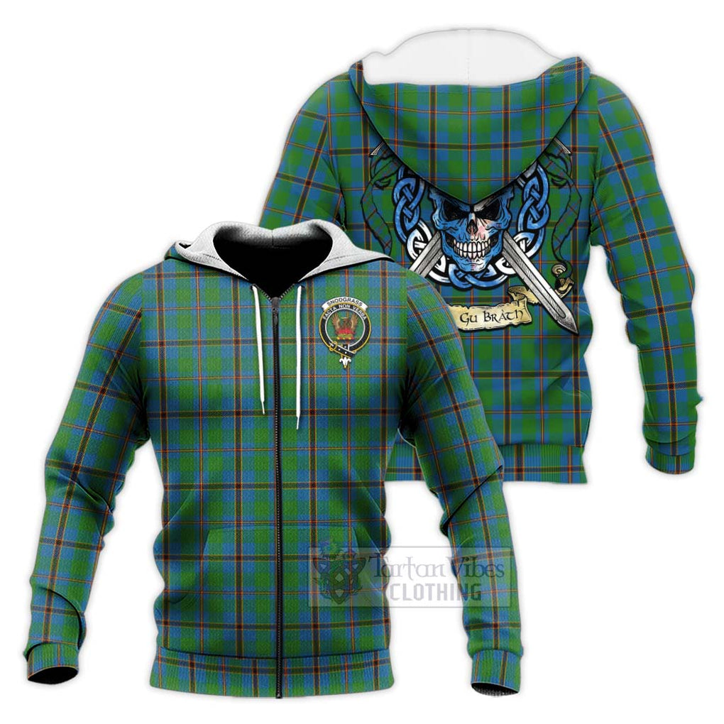 Snodgrass Tartan Knitted Hoodie with Family Crest Celtic Skull Style Unisex Knitted Zip Hoodie - Tartan Vibes Clothing