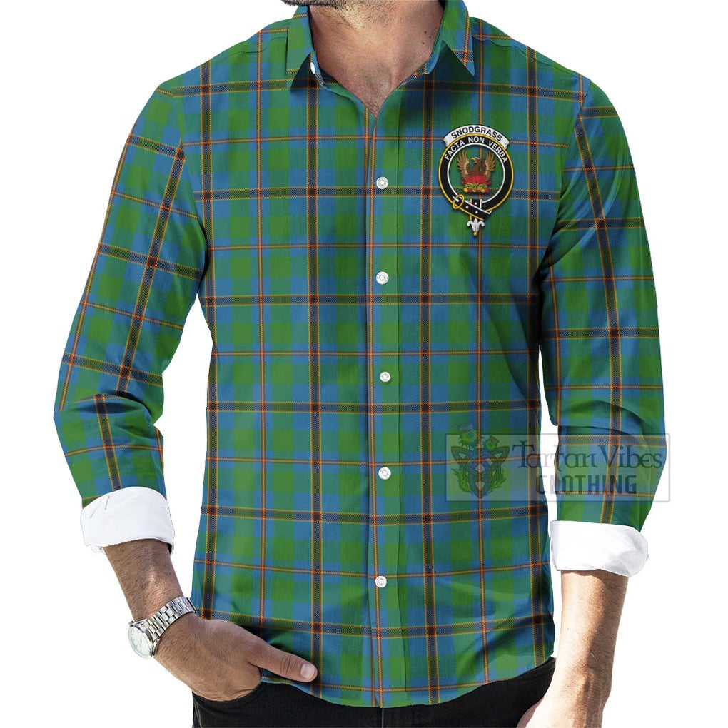 Snodgrass Tartan Long Sleeve Button Shirt with Family Crest Celtic Skull Style - Tartan Vibes Clothing