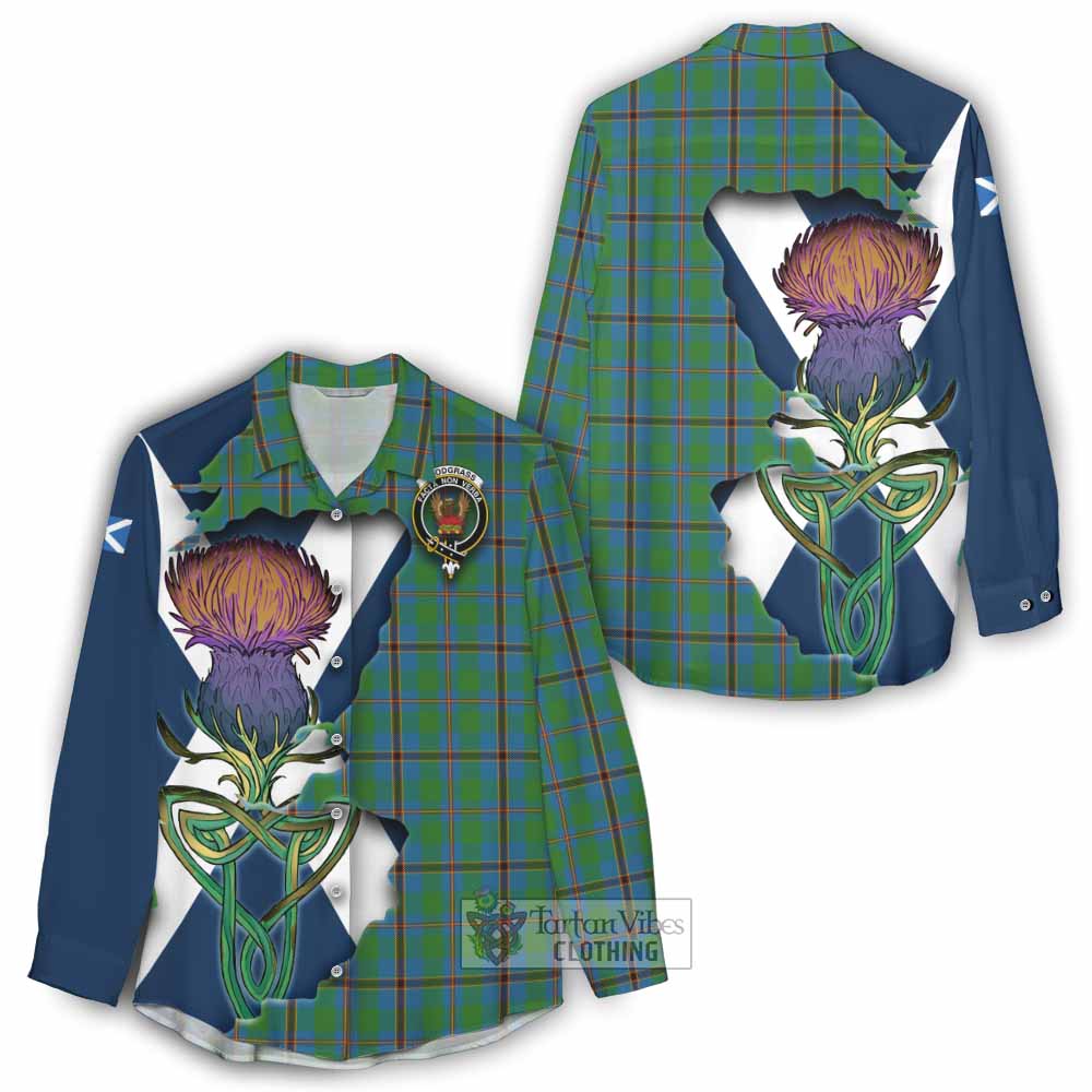 Tartan Vibes Clothing Snodgrass Tartan Family Crest Women's Casual Shirt Scottish Thistle Celtic Inspired