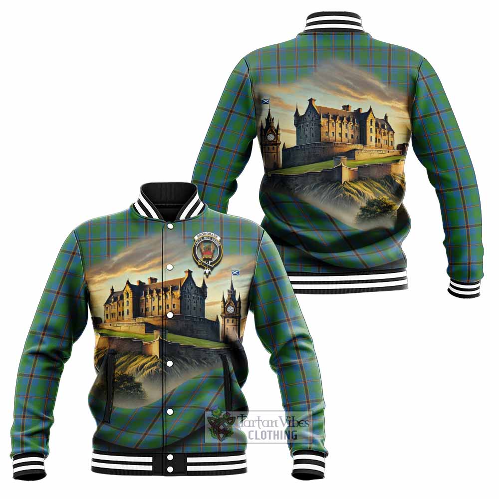 Snodgrass Tartan Family Crest Baseball Jacket with Scottish Ancient Castle Style - Tartan Vibes Clothing
