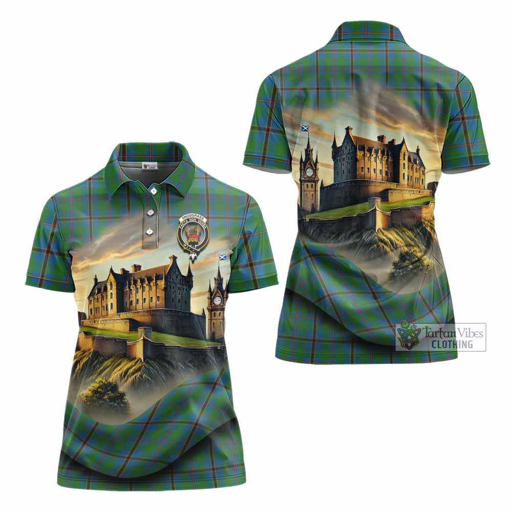 Snodgrass Tartan Family Crest Women's Polo Shirt with Scottish Ancient Castle Style - Tartan Vibes Clothing