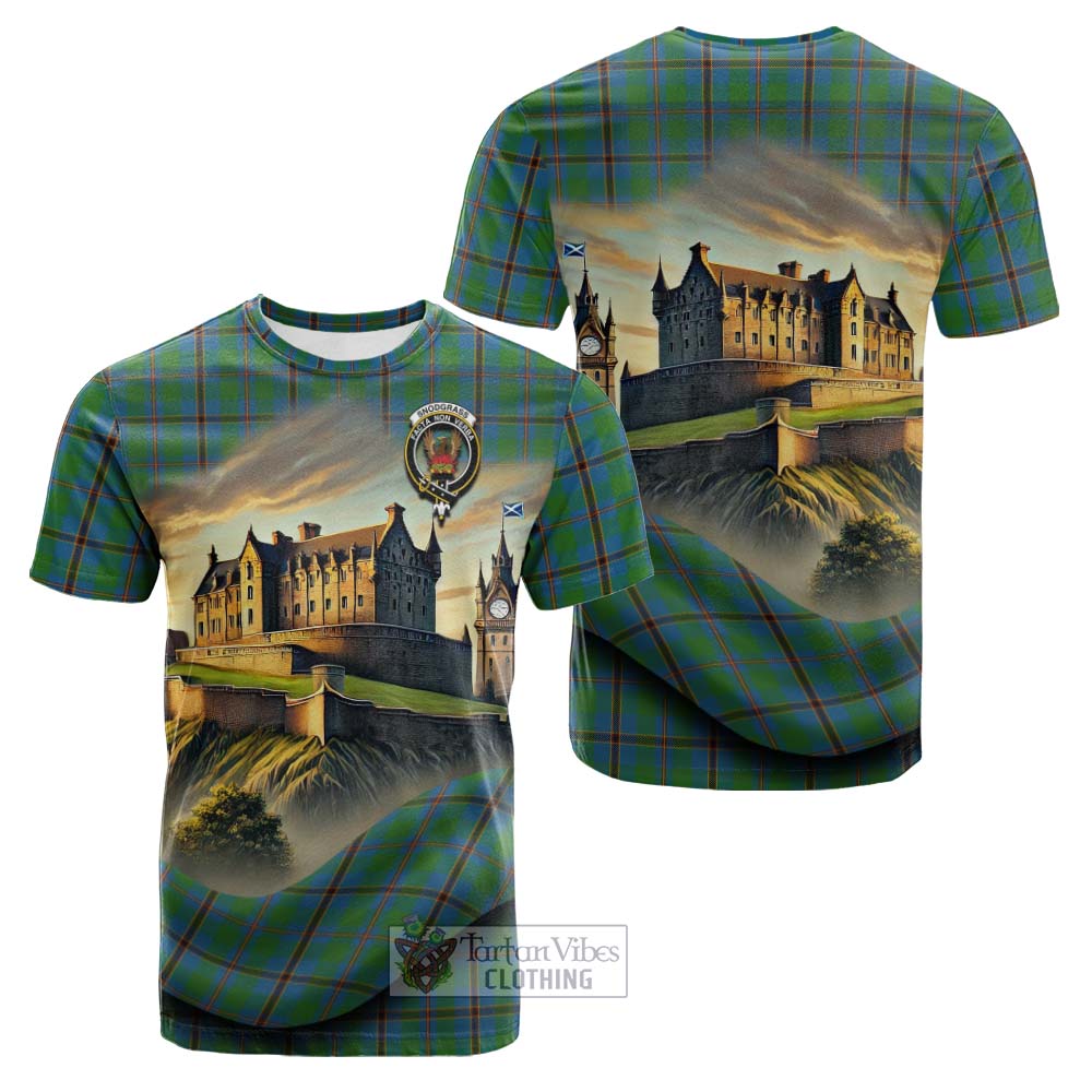 Snodgrass Tartan Family Crest Cotton T-shirt with Scottish Ancient Castle Style - Tartan Vibes Clothing