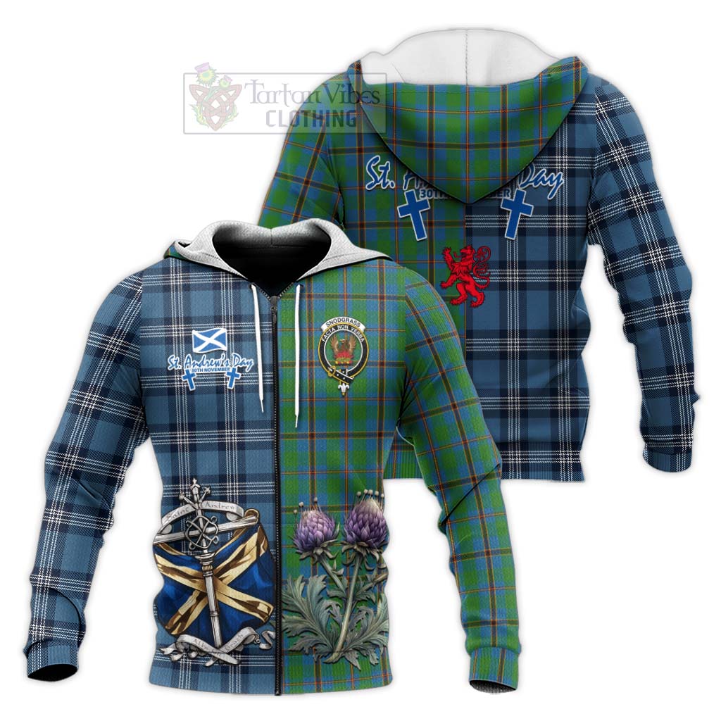 Snodgrass Tartan Knitted Hoodie Happy St. Andrew's Day Half Tartan Style Unisex Knitted Zip Hoodie - Tartan Vibes Clothing