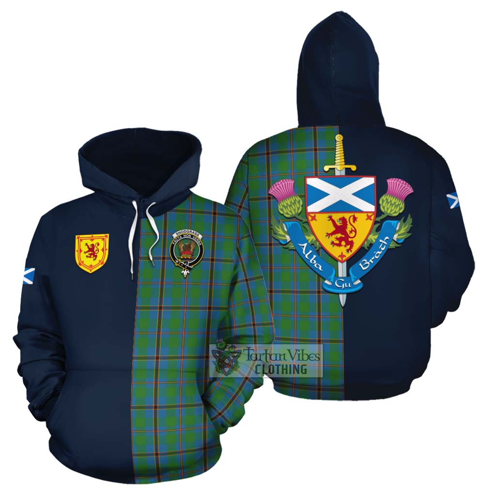 Snodgrass Tartan Cotton Hoodie Alba with Scottish Lion Royal Arm Half Style Zip Hoodie - Tartan Vibes Clothing