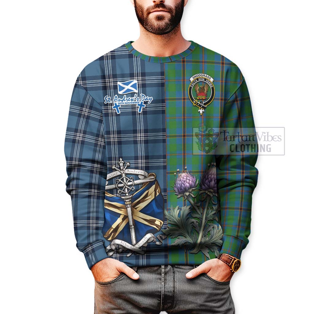 Snodgrass Tartan Sweatshirt Happy St. Andrew's Day Half Tartan Style - Tartan Vibes Clothing