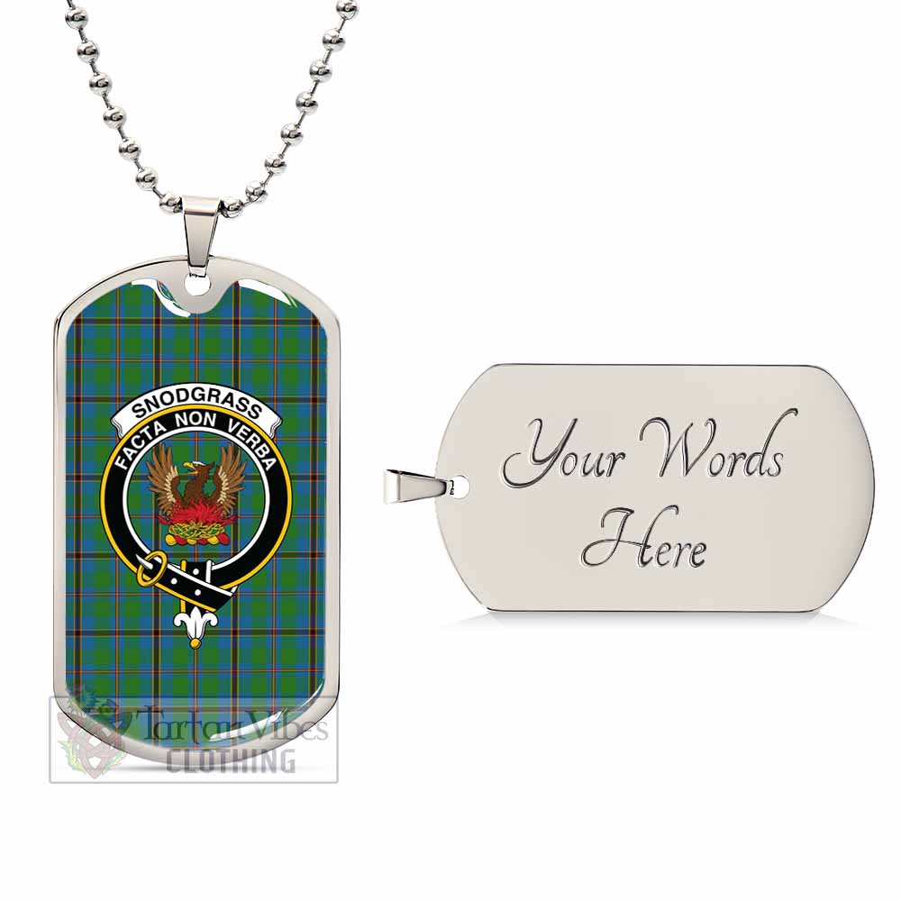 Snodgrass Tartan Dog Tag Necklace with Family Crest Silver Yes - Tartan Vibes Clothing