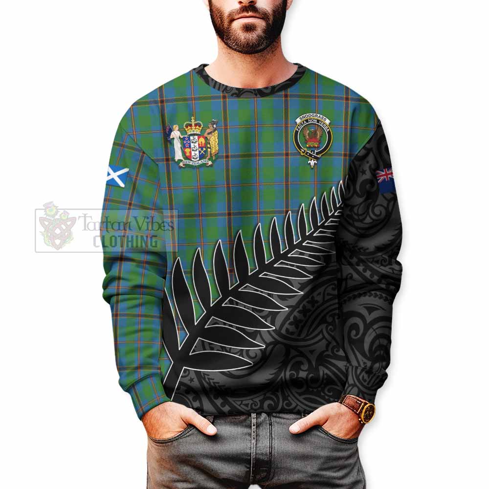 Snodgrass Crest Tartan Sweatshirt with New Zealand Silver Fern Half Style - Tartan Vibes Clothing