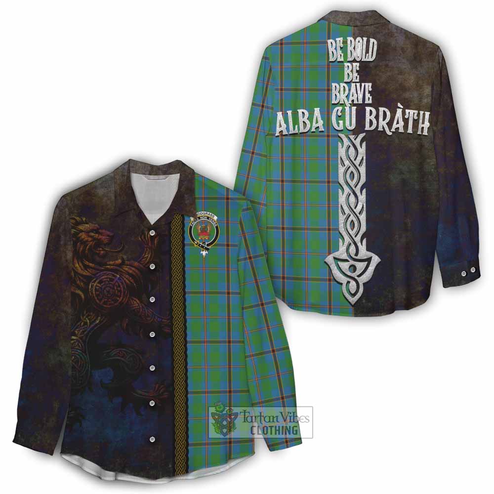 Tartan Vibes Clothing Snodgrass Tartan Family Crest Women's Casual Shirt Alba Gu Brath Be Brave Lion Ancient Style