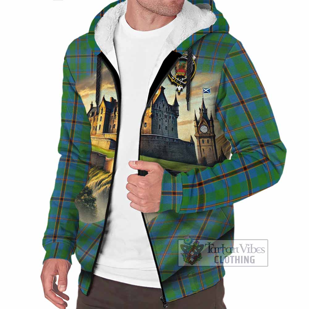 Snodgrass Tartan Family Crest Sherpa Hoodie with Scottish Ancient Castle Style - Tartan Vibes Clothing