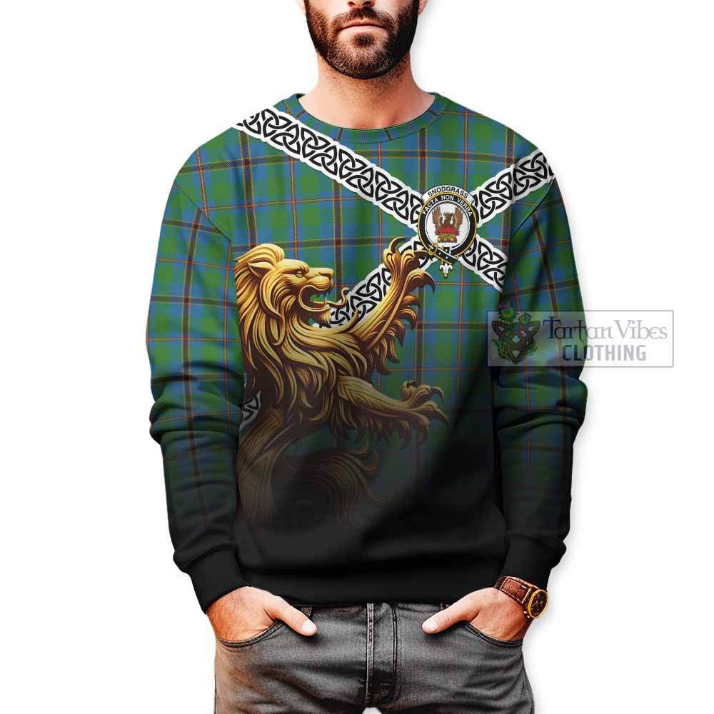 Snodgrass Crest Tartan Sweatshirt with Golden Lion Emblem Celtic Style - Tartan Vibes Clothing