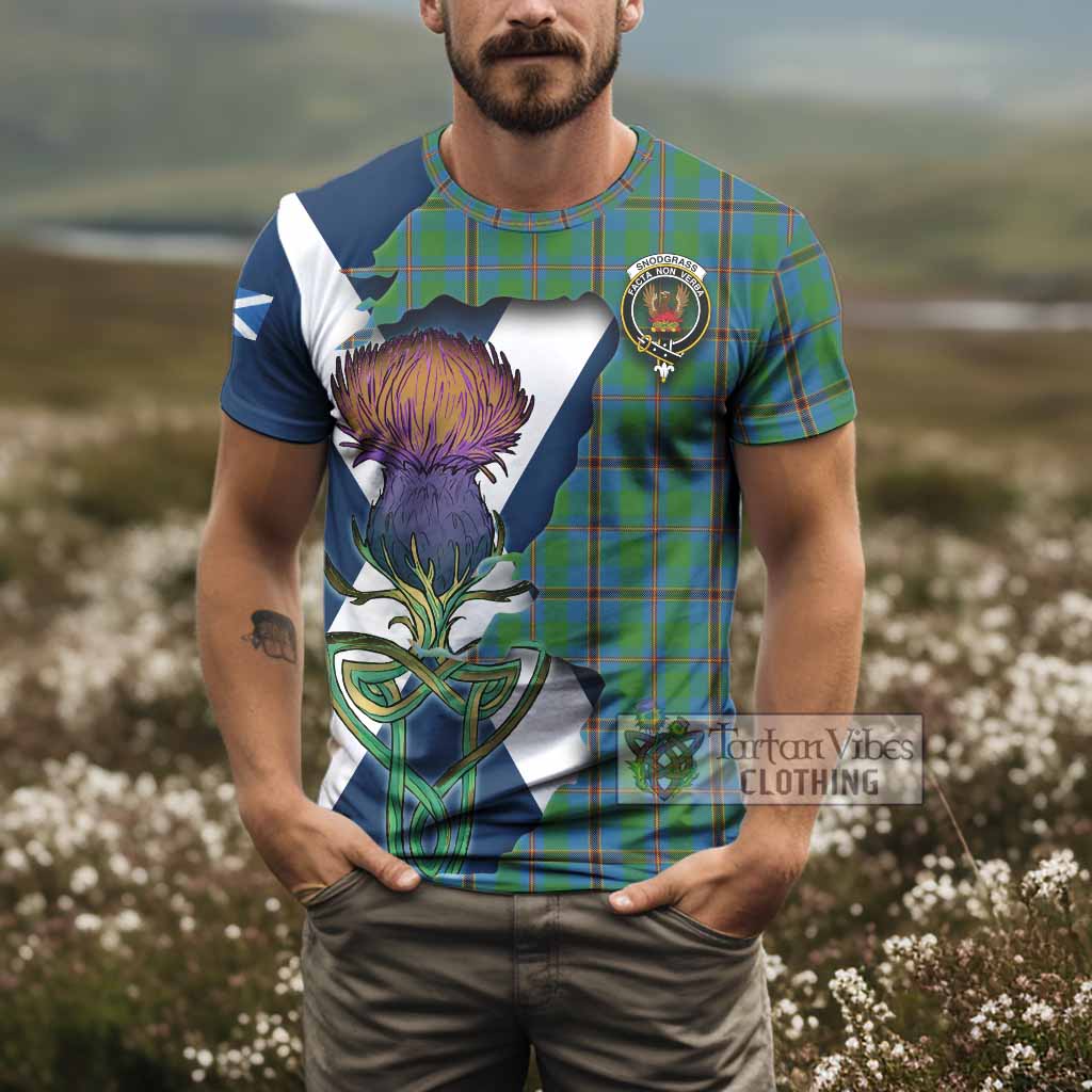 Tartan Vibes Clothing Snodgrass Tartan Family Crest T-Shirt Scottish Thistle Celtic Inspired