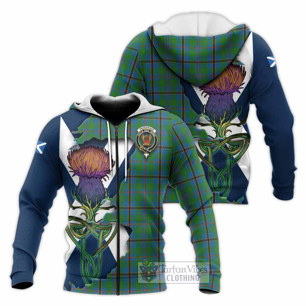 Tartan Vibes Clothing Snodgrass Tartan Family Crest Knitted Hoodie Scottish Thistle Celtic Inspired