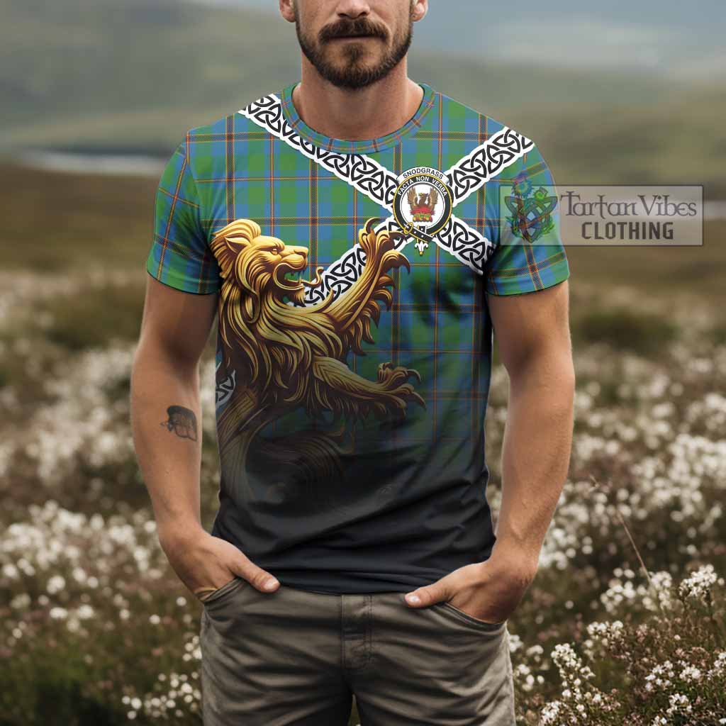 Snodgrass Crest Tartan T-Shirt with Golden Lion Emblem Celtic Style - Tartan Vibes Clothing