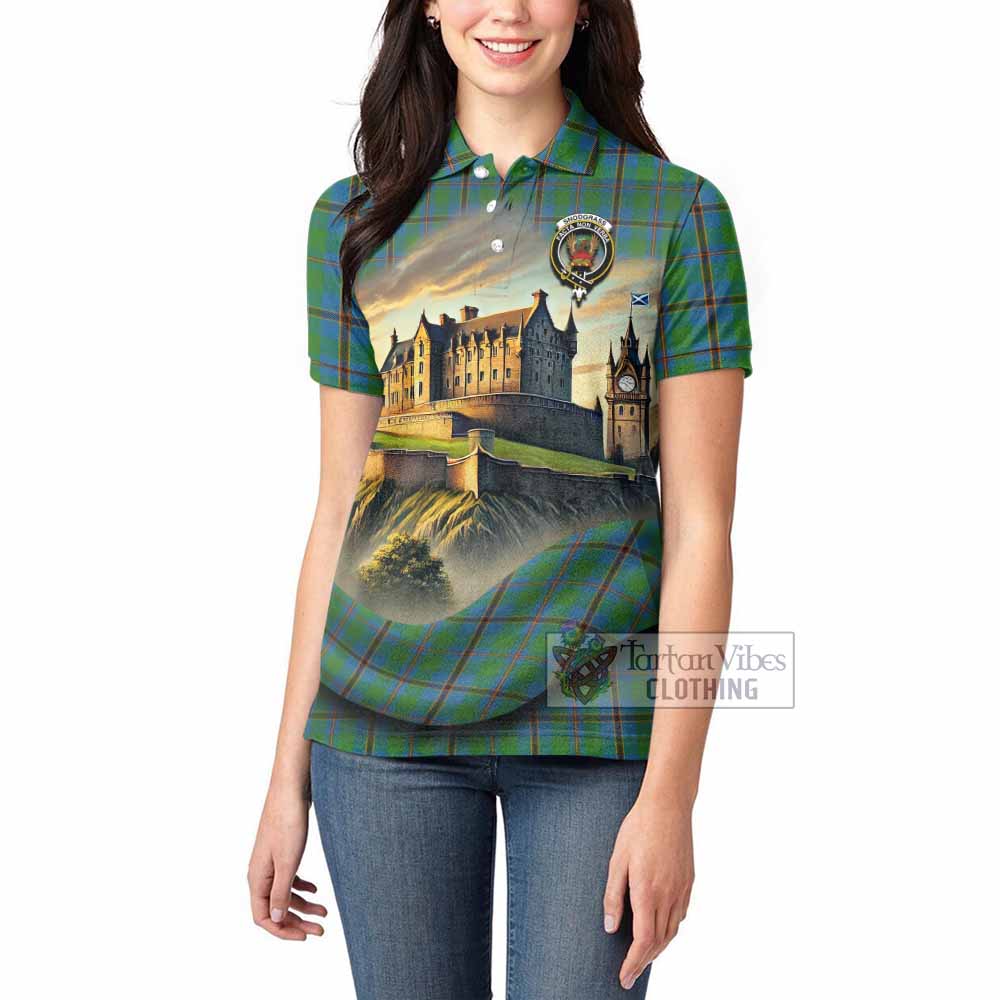Snodgrass Tartan Family Crest Women's Polo Shirt with Scottish Ancient Castle Style - Tartan Vibes Clothing