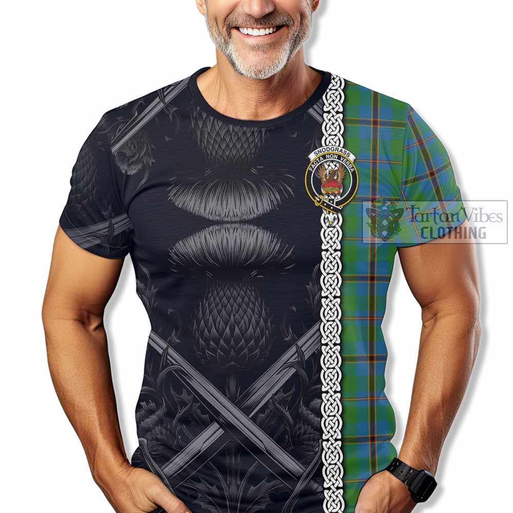 Snodgrass Tartan T-Shirt with Family Crest Cross Sword Thistle Celtic Vibes - Tartan Vibes Clothing