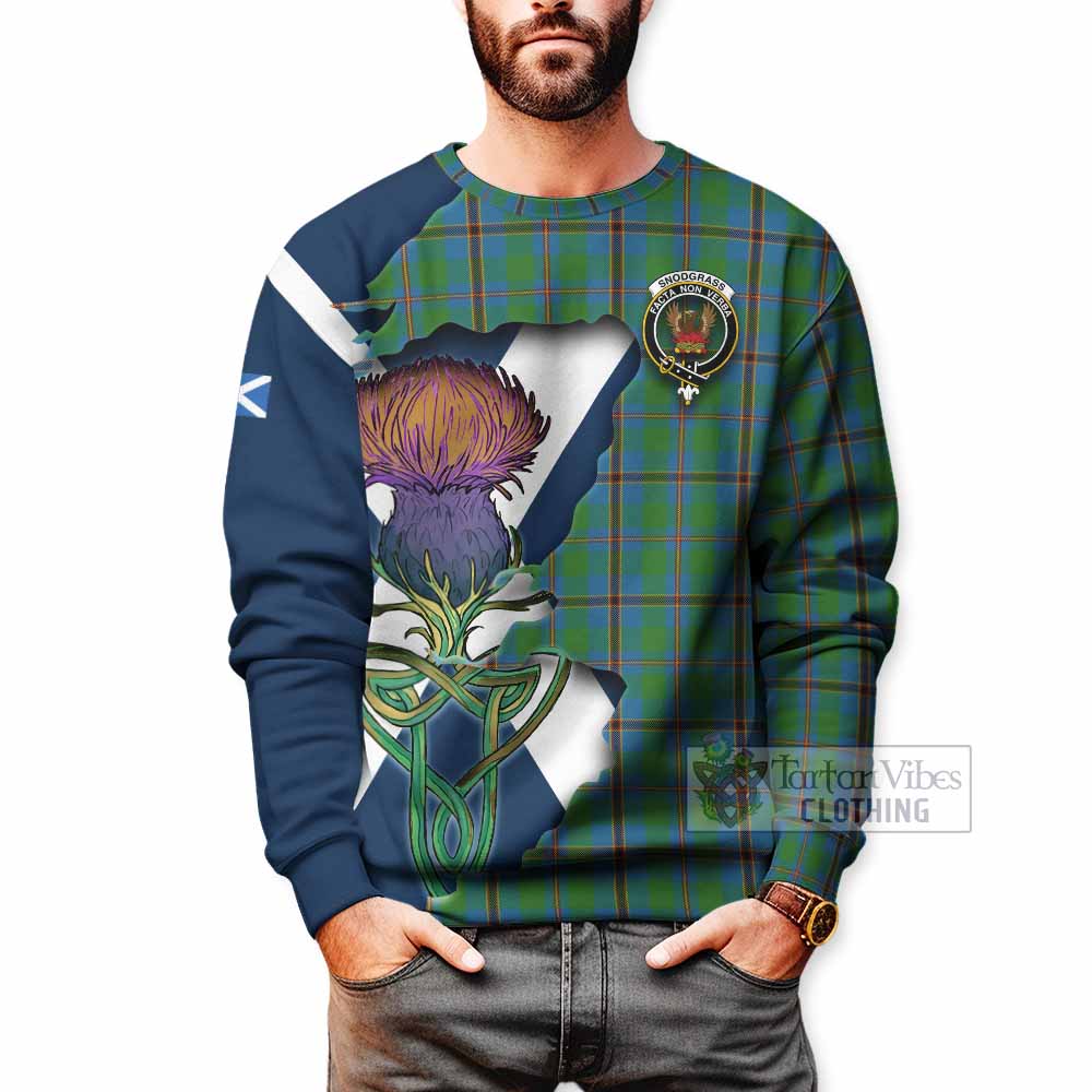 Tartan Vibes Clothing Snodgrass Tartan Family Crest Sweatshirt Scottish Thistle Celtic Inspired