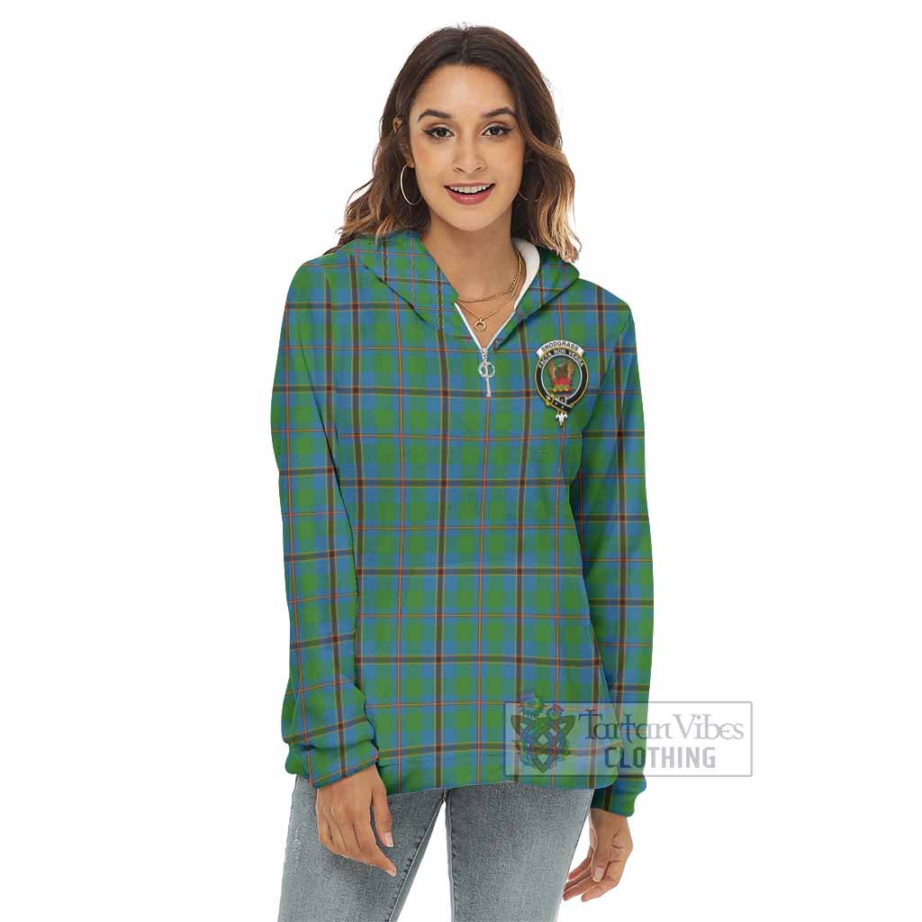 Tartan Vibes Clothing Snodgrass Tartan Crest Women's Borg  Half Zip Fleece Hoodie