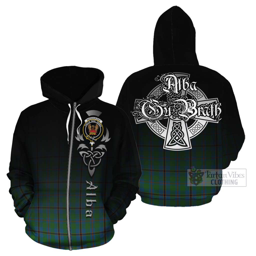 Tartan Vibes Clothing Snodgrass Tartan Cotton Hoodie Featuring Alba Gu Brath Family Crest Celtic Inspired