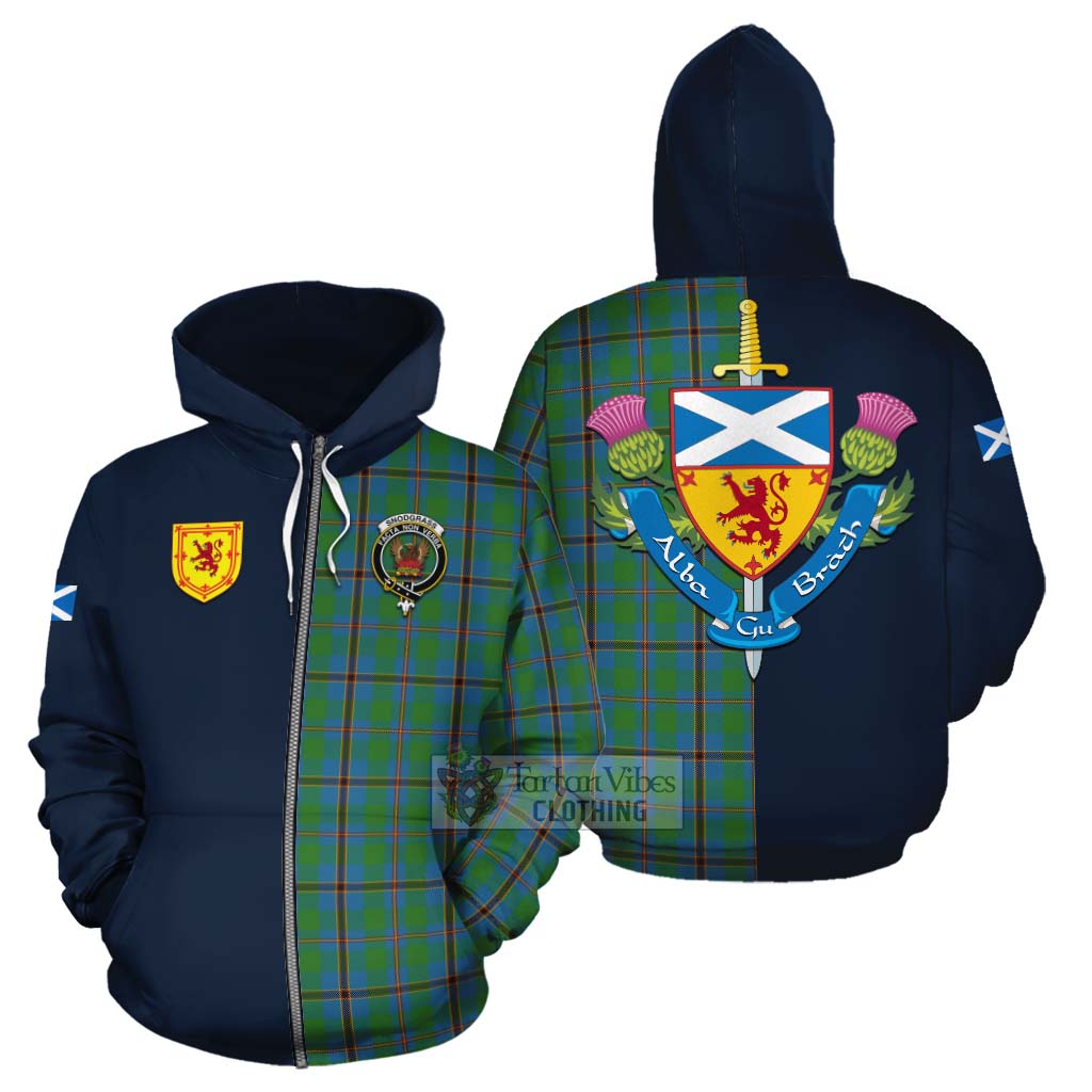 Snodgrass Tartan Cotton Hoodie Alba with Scottish Lion Royal Arm Half Style - Tartan Vibes Clothing
