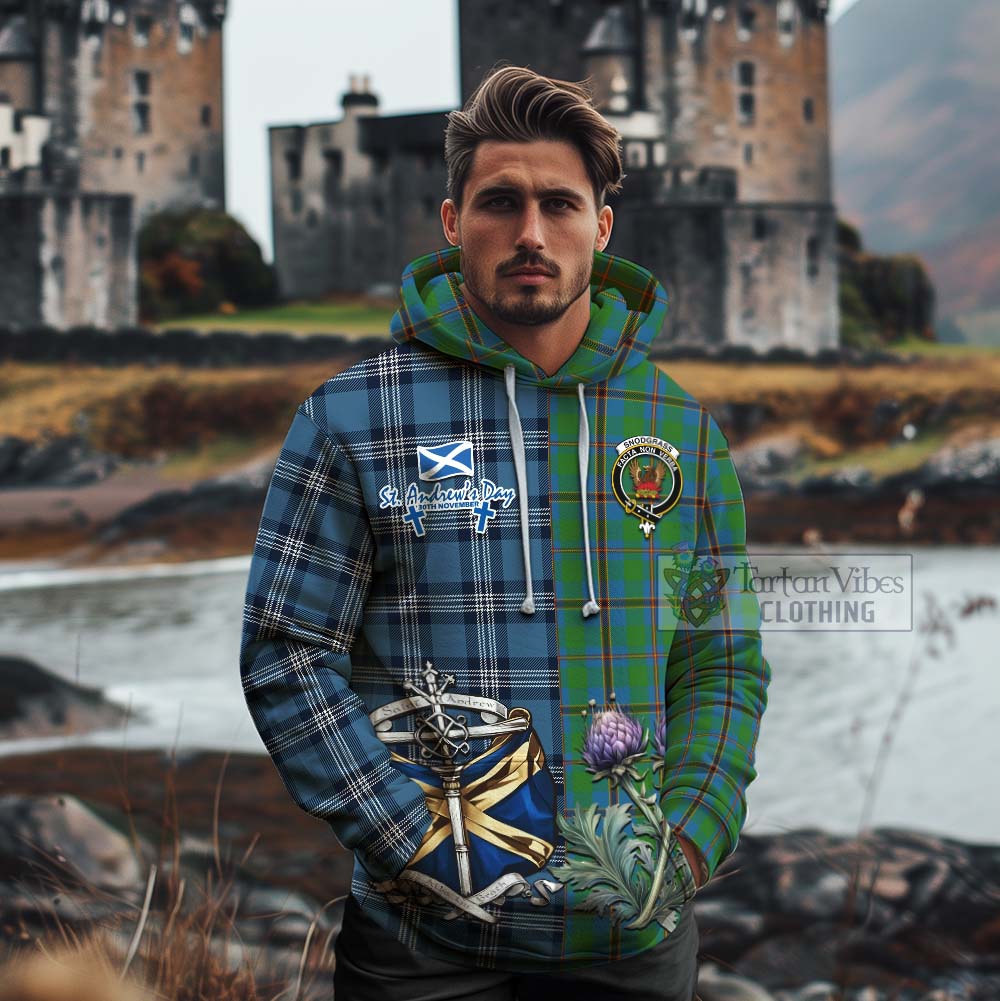 Snodgrass Tartan Cotton Hoodie Happy St. Andrew's Day Half Tartan Style - Tartan Vibes Clothing