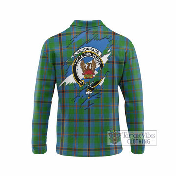 Snodgrass Clan Crest In Me Tartan Long Sleeve Polo Shirt Scotland Flag Style