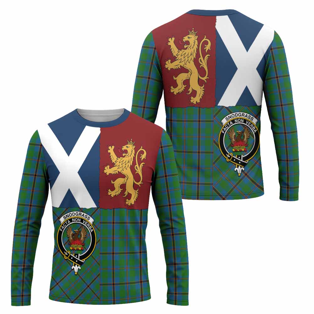 Snodgrass Crest Tartan Long Sleeve T-Shirt with Lion Rampant Saltire Style