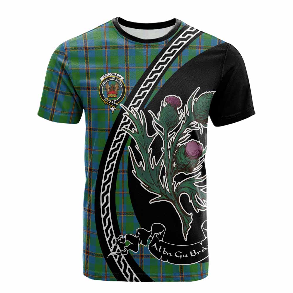 Snodgrass Family Crest Tartan Cotton T-shirt Alba Thistle Inspired - Tartan Vibes Clothing