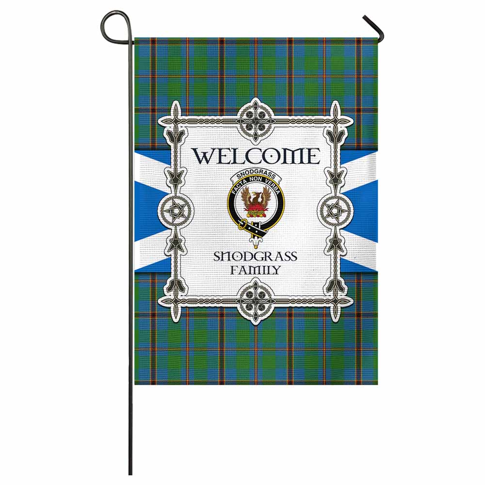 Snodgrass Family Crest Tartan Welcome Garden Flag Saltire Harmony Style - Tartan Vibes Clothing