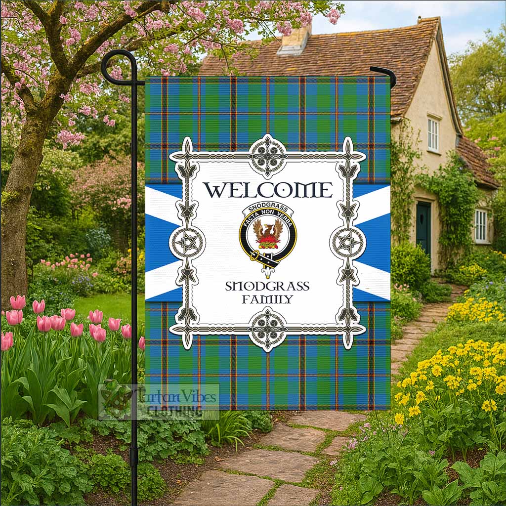 Snodgrass Family Crest Tartan Welcome Garden Flag Saltire Harmony Style - Tartan Vibes Clothing