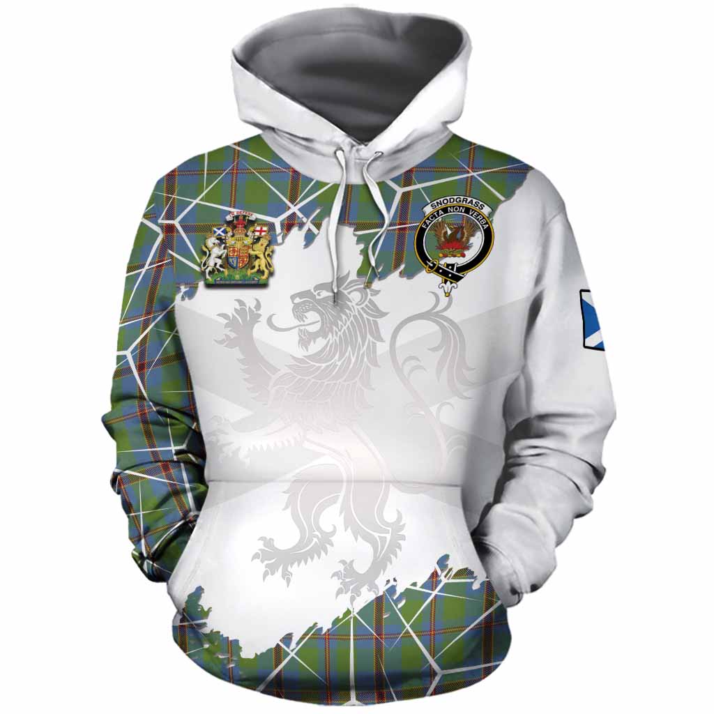 Snodgrass Tartan Cotton Hoodie with Family Crest and Lion Rampant Grunge Style