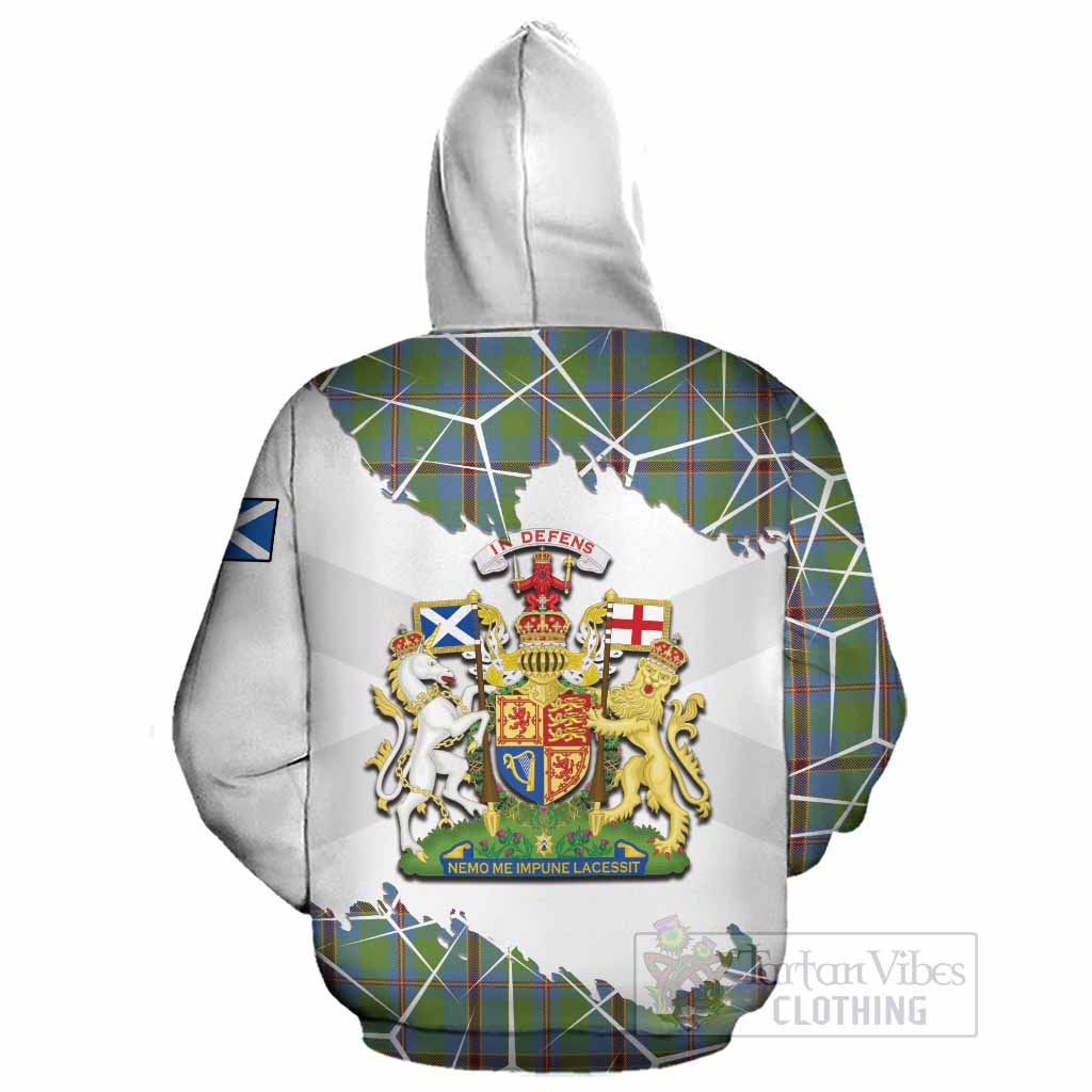 Snodgrass Tartan Cotton Hoodie with Family Crest and Lion Rampant Grunge Style