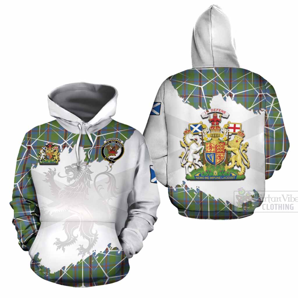 Snodgrass Tartan Cotton Hoodie with Family Crest and Lion Rampant Grunge Style