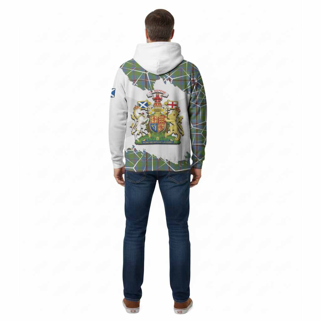Snodgrass Tartan Cotton Hoodie with Family Crest and Lion Rampant Grunge Style