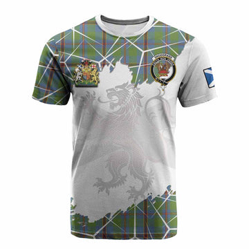 Snodgrass Tartan Cotton T-shirt with Family Crest and Lion Rampant Grunge Style