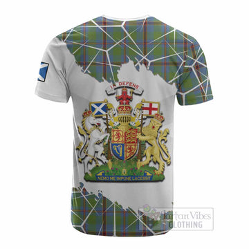 Snodgrass Tartan Cotton T-shirt with Family Crest and Lion Rampant Grunge Style