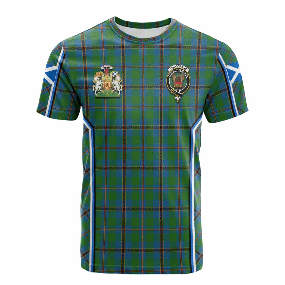 Snodgrass Tartan Crest Cotton T-shirt Scotland Coat of Arm Flag Style - Tartan Vibes Clothing