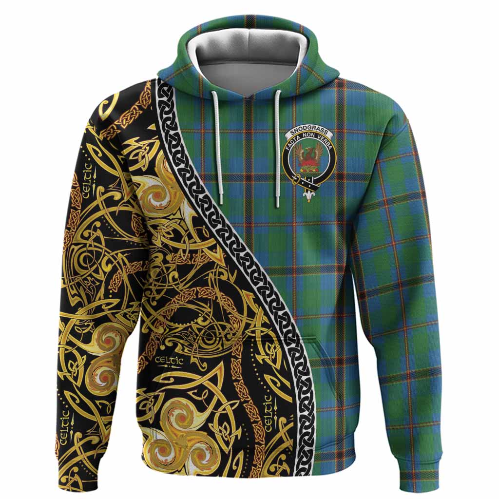 Snodgrass Tartan Crest Hoodie Celtic Knot and Triple Trickle Spiral Symbols